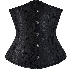 Women's Lace Up Boned Jacquard Brocade Waist Training Underbust Corset